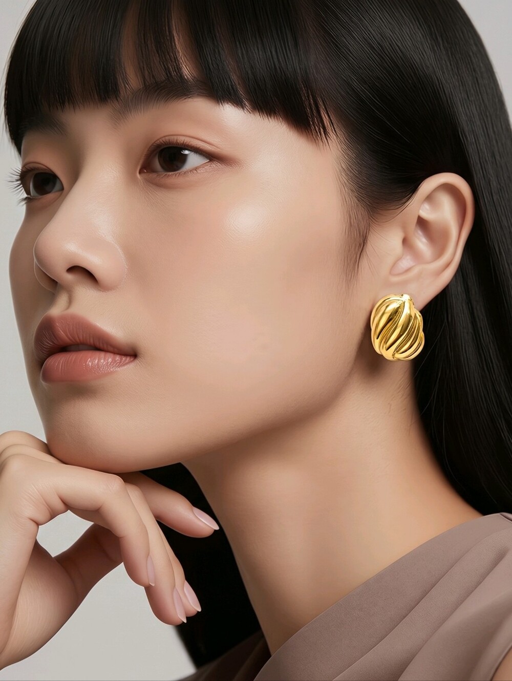 Mayamar Gold Textured Oval Earrings & Gift Bag
